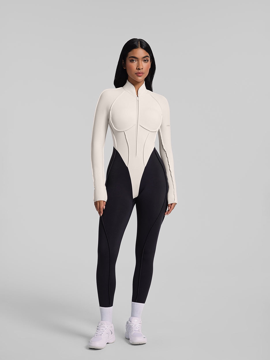 Nwt Bttrm Better Me Two-Tone Full-Length Catsuit Cream Black Xxl — image 3 of 8